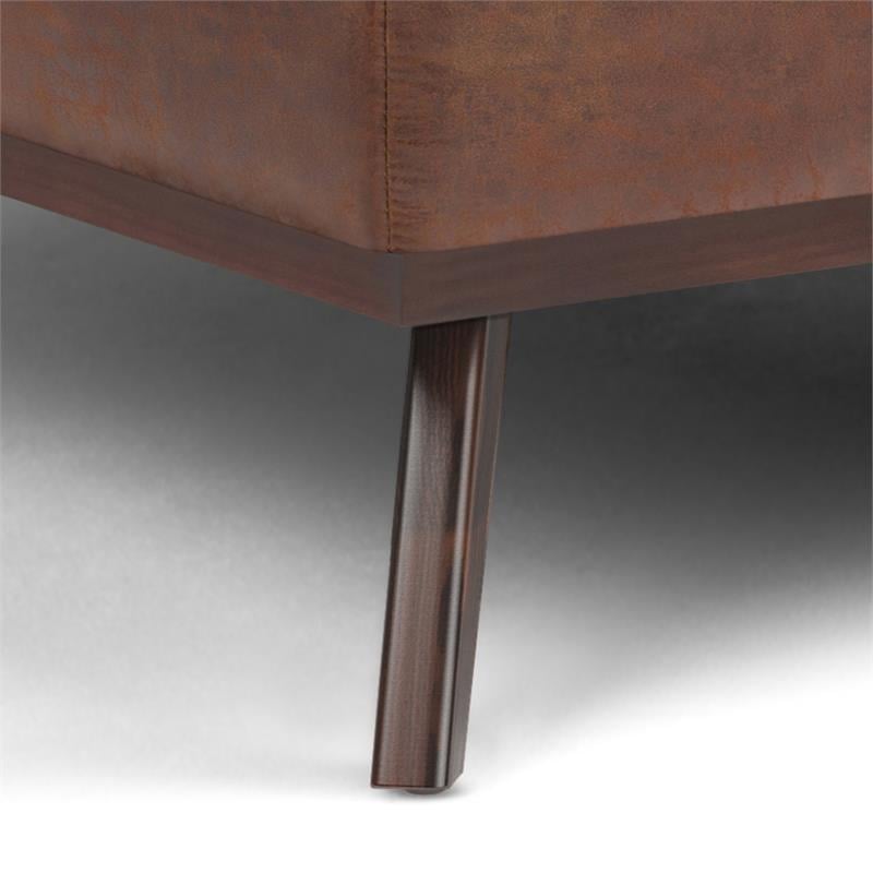 Owen 40 in.W Coffee Table StorageOttoman in Distressed Saddle Brown Faux Leather