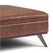 Owen 40 in.W Coffee Table StorageOttoman in Distressed Saddle Brown Faux Leather