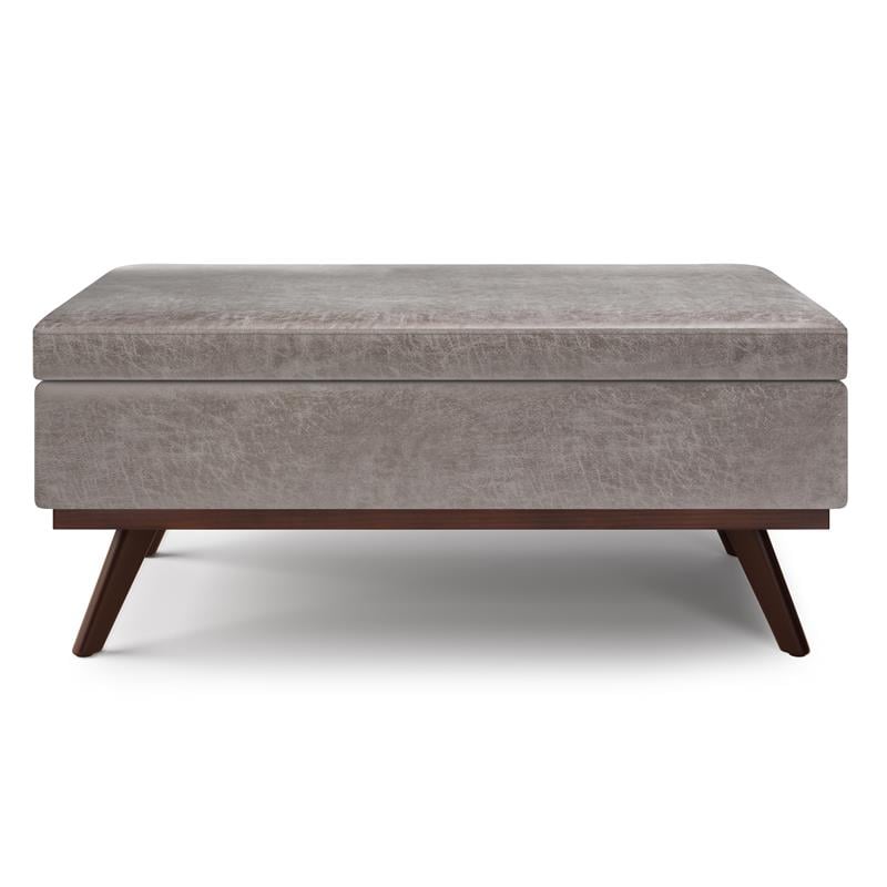 Owen 42 in.W Lift Top Table Storage Ottoman in Distressed Gray Faux Leather