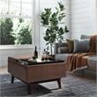 Owen 34 in.W Storage Coffee Table in Distressed Chestnut Brown Faux Leather