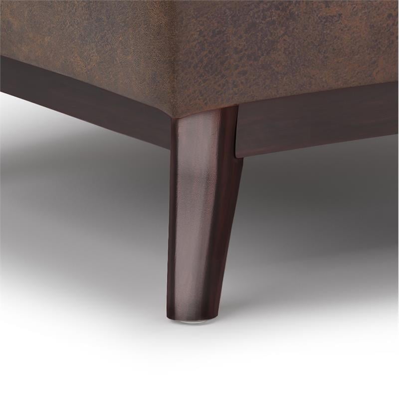 Owen 34 in.W Storage Coffee Table in Distressed Chestnut Brown Faux Leather