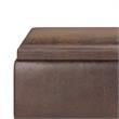 Owen 34 in.W Storage Coffee Table in Distressed Chestnut Brown Faux Leather