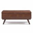 Owen 42 in.W Table Storage Ottoman in Distressed Saddle Brown Faux Leather