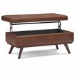 Owen 42 in.W Table Storage Ottoman in Distressed Saddle Brown Faux Leather