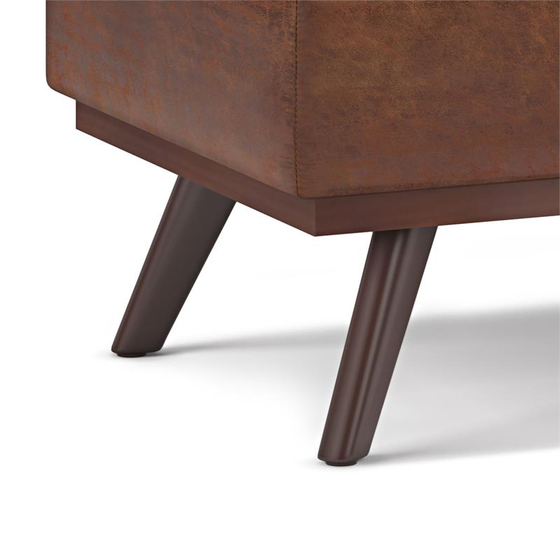 Owen 42 in.W Table Storage Ottoman in Distressed Saddle Brown Faux Leather