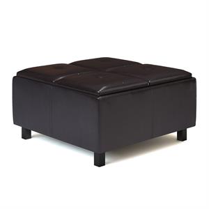 alcott 35 in.w square coffee table storage ottoman in tanners brown faux leather