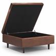 Shay 38 in.W Large Coffee Table Ottoman in Distressed Saddle Brown Faux Leather