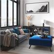 Owen 36 in.W Mid Century Coffee Table Storage Ottoman in Blue Velvet Fabric