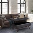 Owen 42 in.W LiftTop Large Coffee Table Ottoman in Distressed Black Faux Leather