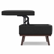 Owen 42 in.W LiftTop Large Coffee Table Ottoman in Distressed Black Faux Leather