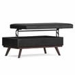 Owen 42 in.W LiftTop Large Coffee Table Ottoman in Distressed Black Faux Leather