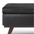 Owen 42 in.W LiftTop Large Coffee Table Ottoman in Distressed Black Faux Leather
