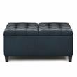 Harrison 36in.W Coffee Table Ottoman in Distressed Dark Blue Faux Leather