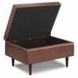 Shay 34in W Coffee Table Storage Ottoman in Distressed Saddle Brown Faux Leather