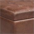 Shay 34in W Coffee Table Storage Ottoman in Distressed Saddle Brown Faux Leather