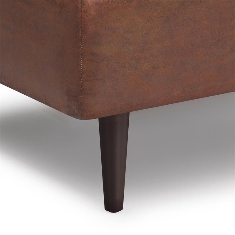 Shay 34in W Coffee Table Storage Ottoman in Distressed Saddle Brown Faux Leather