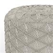 Coates Contemporary Round Macrame Pouf in Cloud Gray Cotton