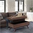 Owen 42in.W Lift top Coffee Table in Distressed Chestnut Brown Faux Leather