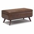 Owen 42in.W Lift top Coffee Table in Distressed Chestnut Brown Faux Leather
