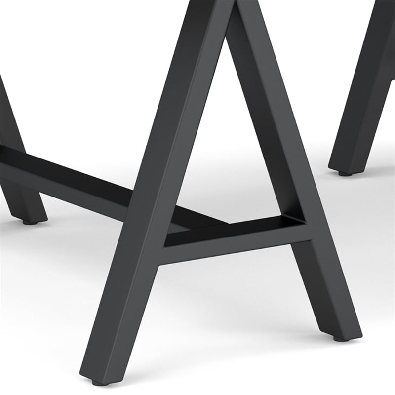 Sawhorse Industrial 48 inch Wide SOLID WALNUT WOOD and Metal Coffee Table