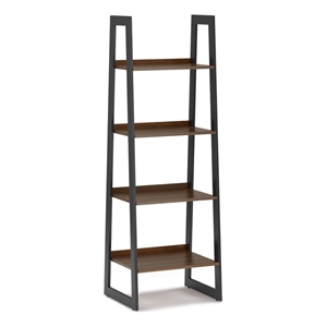 sawhorse 24 inch wide solid walnut veneer and metal ladder shelf