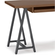 Sawhorse Industrial 50 inch Wide SOLID WALNUT WOOD and Metal Small Desk