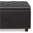 Hamilton 44 in.W Rectangle LiftTop Storage Ottoman in Tanners Brown Faux Leather