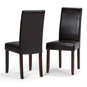 Acadian Transitional Parson Dining Chair(Set of 2) in Tanners Brown Faux Leather