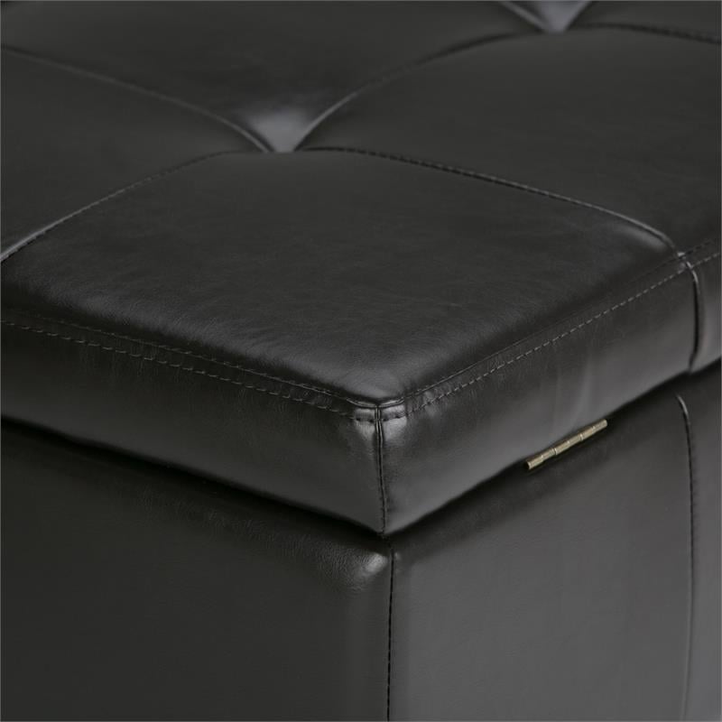 Dover 36 in.W Square Coffee Table Storage Ottoman in Tanners Brown Faux Leather