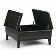 Dover 36 in.W Square Coffee Table Storage Ottoman in Tanners Brown Faux Leather