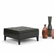 Dover 36 in.W Square Coffee Table Storage Ottoman in Tanners Brown Faux Leather