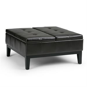 dover 36 in.w square coffee table storage ottoman in tanners brown faux leather