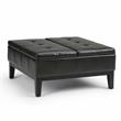 Dover 36 in.W Square Coffee Table Storage Ottoman in Tanners Brown Faux Leather