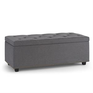 Hamilton 44 &quot W Rectangle Storage Ottoman in Slate Gray Linen Look Fabric