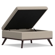 Owen 36 in. Wide Square Coffee Table Storage Ottoman in Natural Polyester Fabric