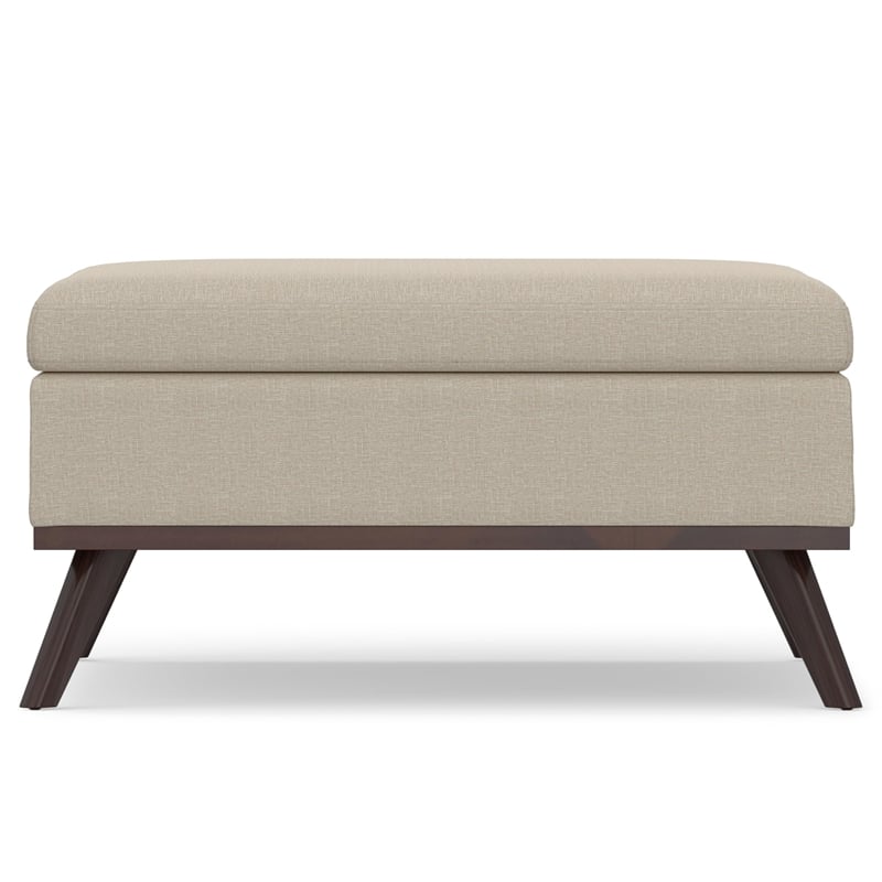 Owen 36 in. Wide Square Coffee Table Storage Ottoman in Natural Polyester Fabric