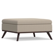 Owen 36 in. Wide Square Coffee Table Storage Ottoman in Natural Polyester Fabric