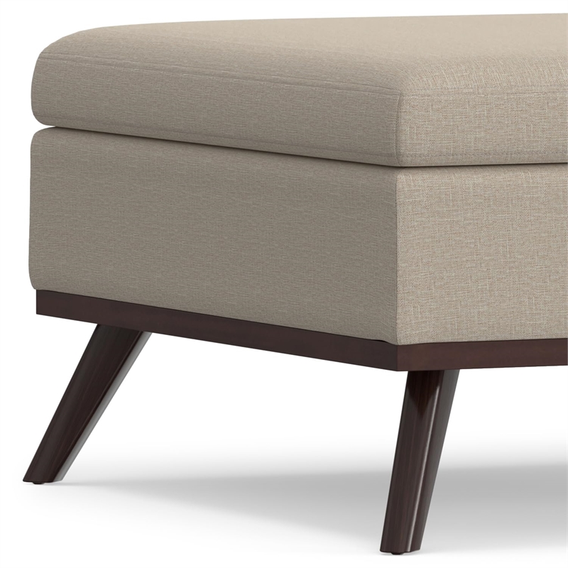 Owen 36 in. Wide Square Coffee Table Storage Ottoman in Natural Polyester Fabric
