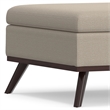 Owen 36 in. Wide Square Coffee Table Storage Ottoman in Natural Polyester Fabric