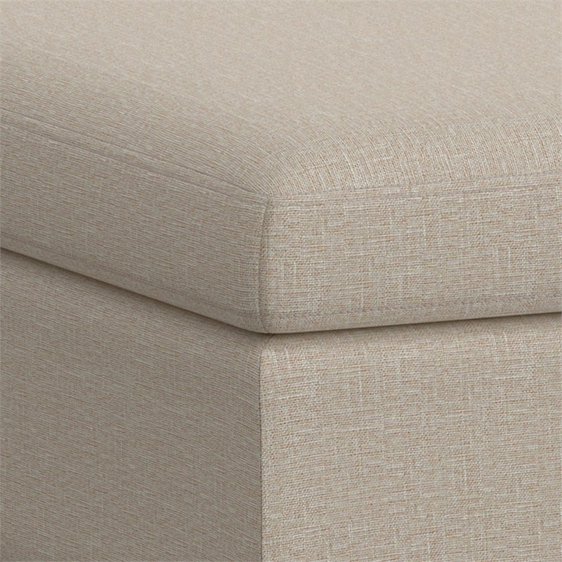 Owen 36 in. Wide Square Coffee Table Storage Ottoman in Natural Polyester Fabric