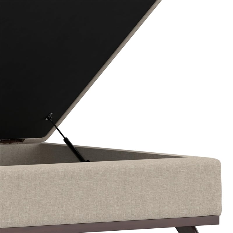 Owen 36 in. Wide Square Coffee Table Storage Ottoman in Natural Polyester Fabric