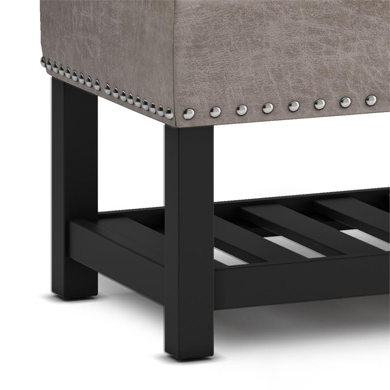 Lomond 43 in. W Rectangle Storage Ottoman Bench in Distressed Gray Faux Leather