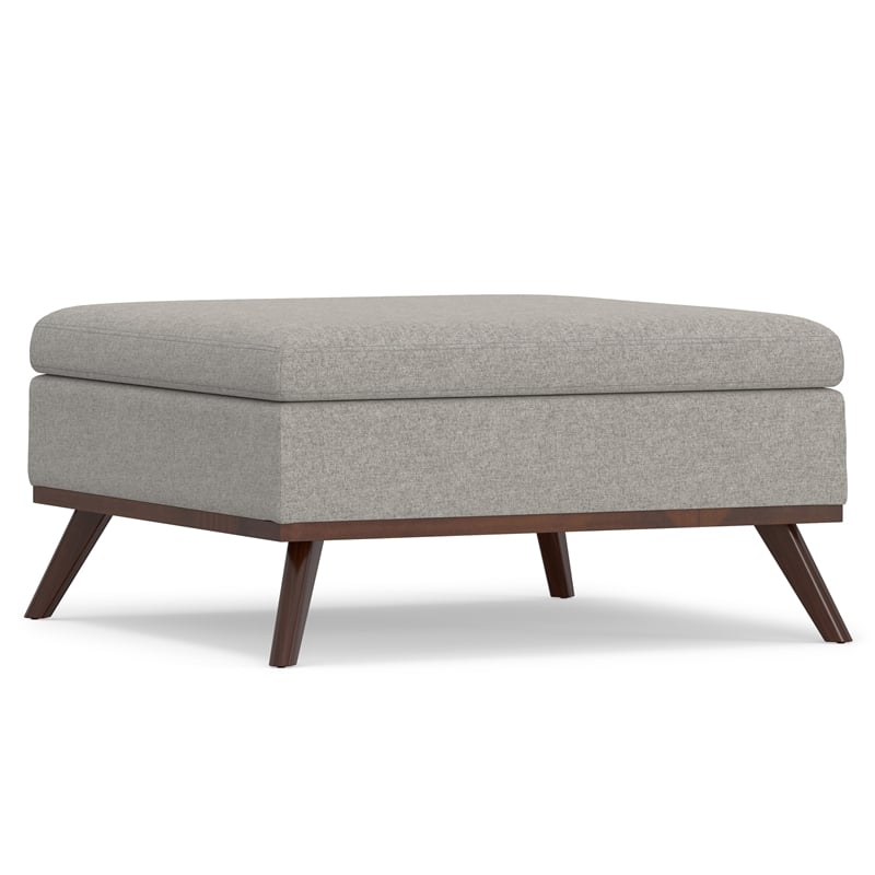 Owen 36 in. W Square Coffee Table Storage Ottoman in Cloud Gray Polyester Fabric