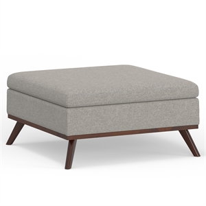Owen 36 in. W Square Coffee Table Storage Ottoman in Cloud Gray Polyester Fabric