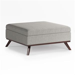 owen 36 in. w square coffee table storage ottoman in cloud gray polyester fabric