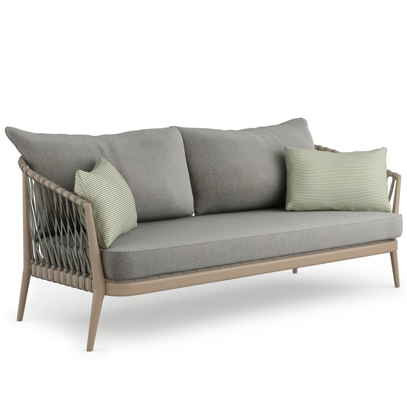 Belize Contemporary 4 Piece Outdoor Conversation Set in Gray Sand Drift Fabric