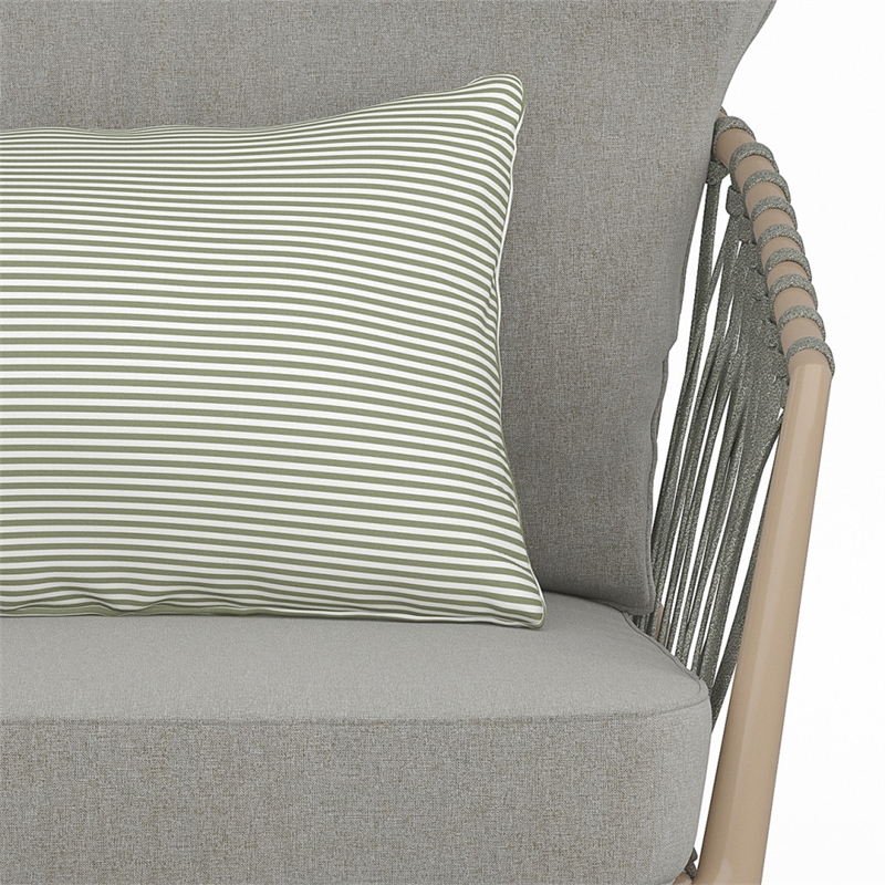 Belize Contemporary 4 Piece Outdoor Conversation Set in Gray Sand Drift Fabric
