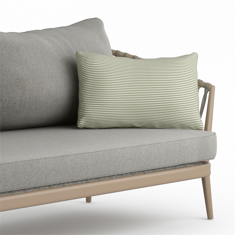 Belize Contemporary 4 Piece Outdoor Conversation Set in Gray Sand Drift Fabric
