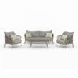 Belize Contemporary 4 Piece Outdoor Conversation Set in Gray Sand Drift Fabric