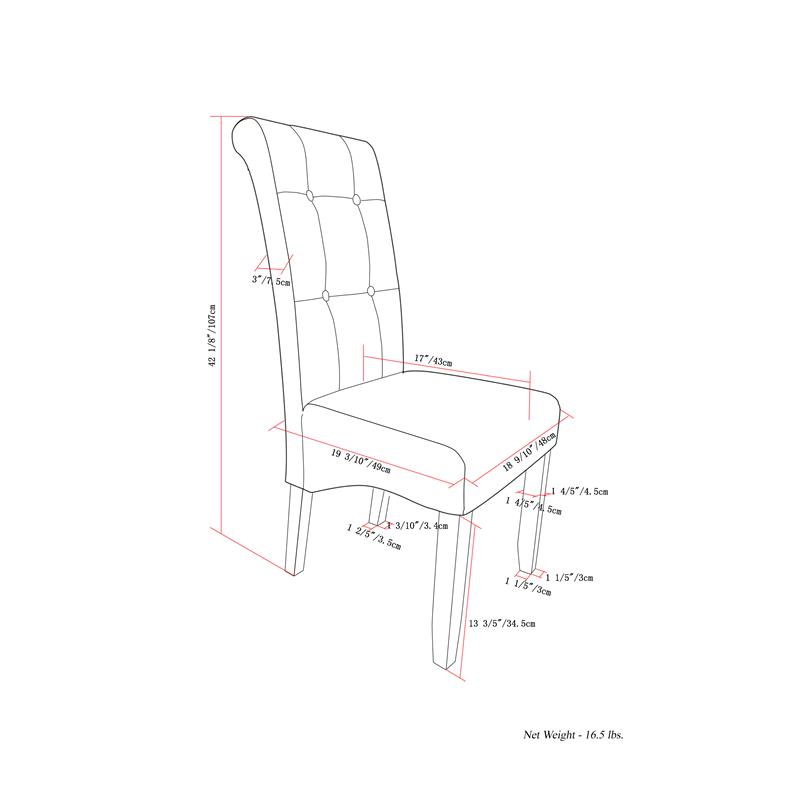 Cosmopolitan Tufted Parson Chair (Set of 2) in Denim Blue Linen Look Fabric